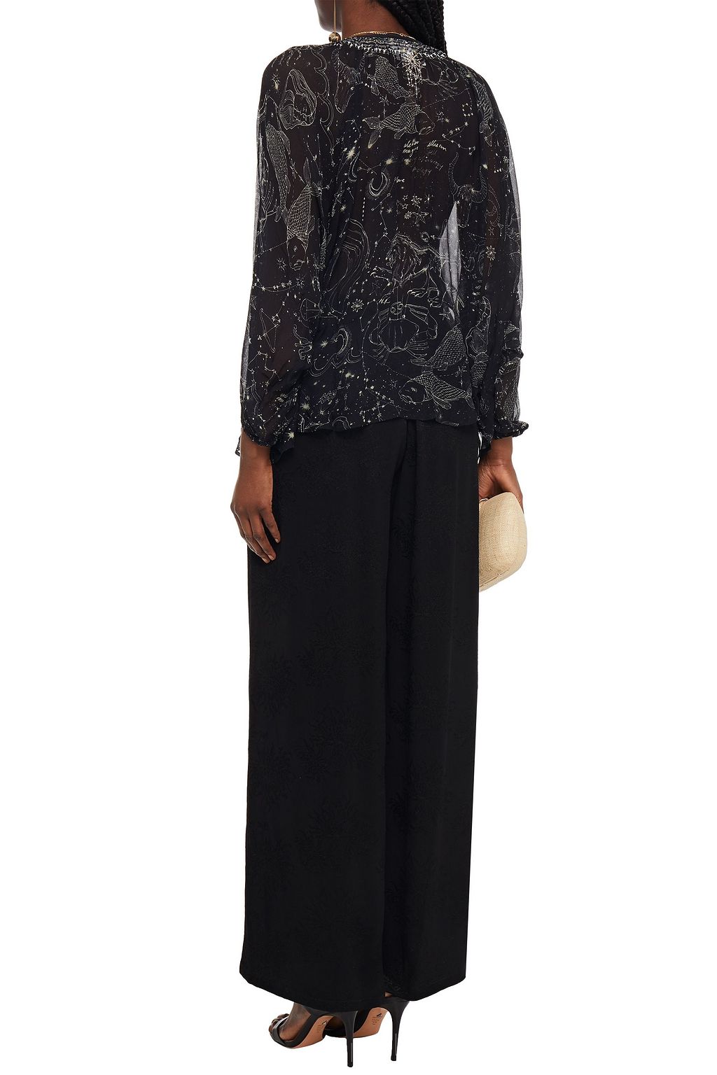 CAMILLA Embellished printed silk-georgette blouse