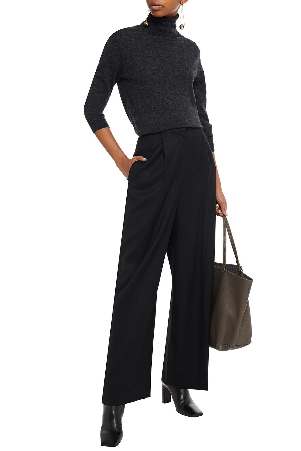 Lvir Pleated Wool-twill Wide-leg Trousers In Blue