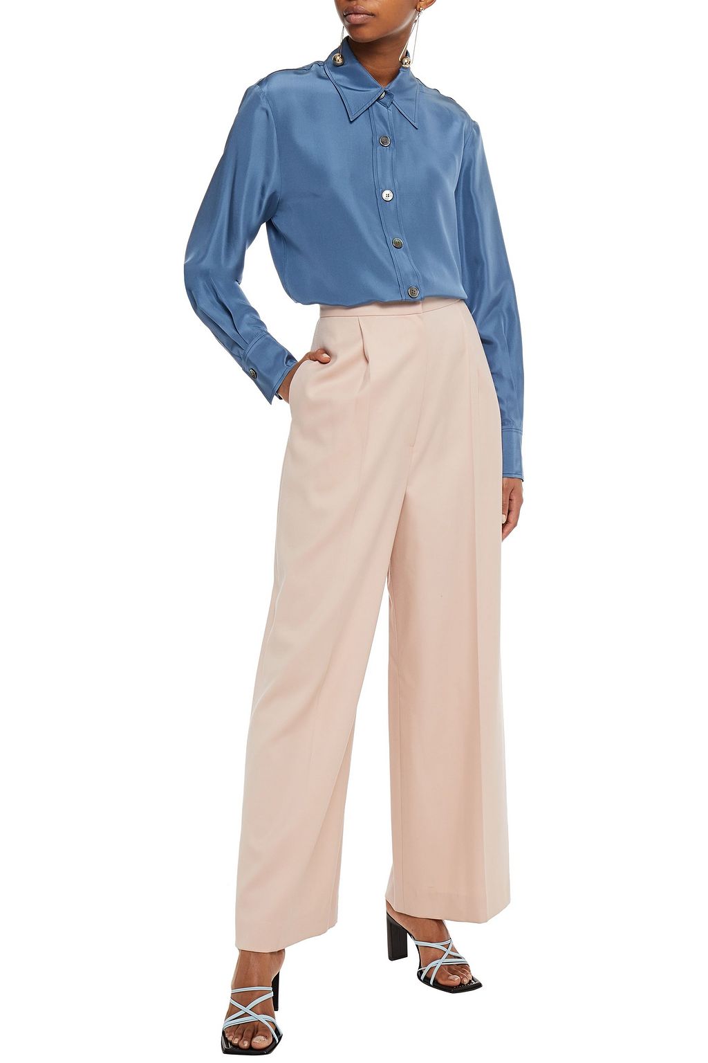 LVIR Pleated wool-twill wide-leg pants