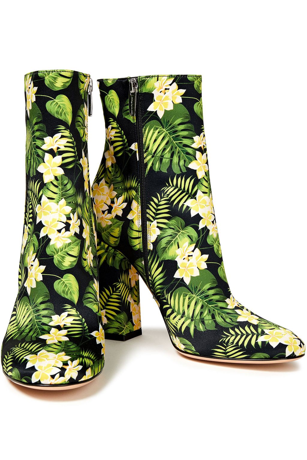GIANVITO ROSSI Shelly floral-print satin ankle boots