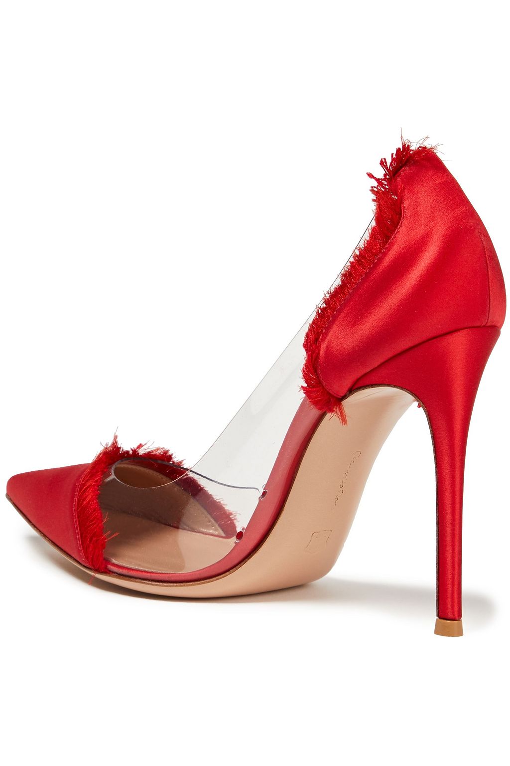 GIANVITO ROSSI Frayed satin and PVC pumps