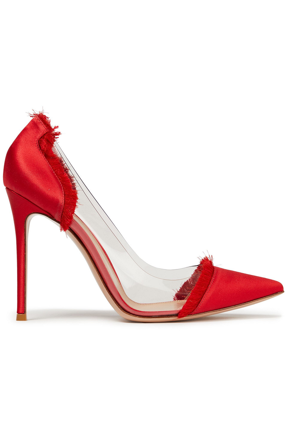 Gianvito Rossi Woman Frayed Paneled Satin And Pvc Pumps Red Size 39