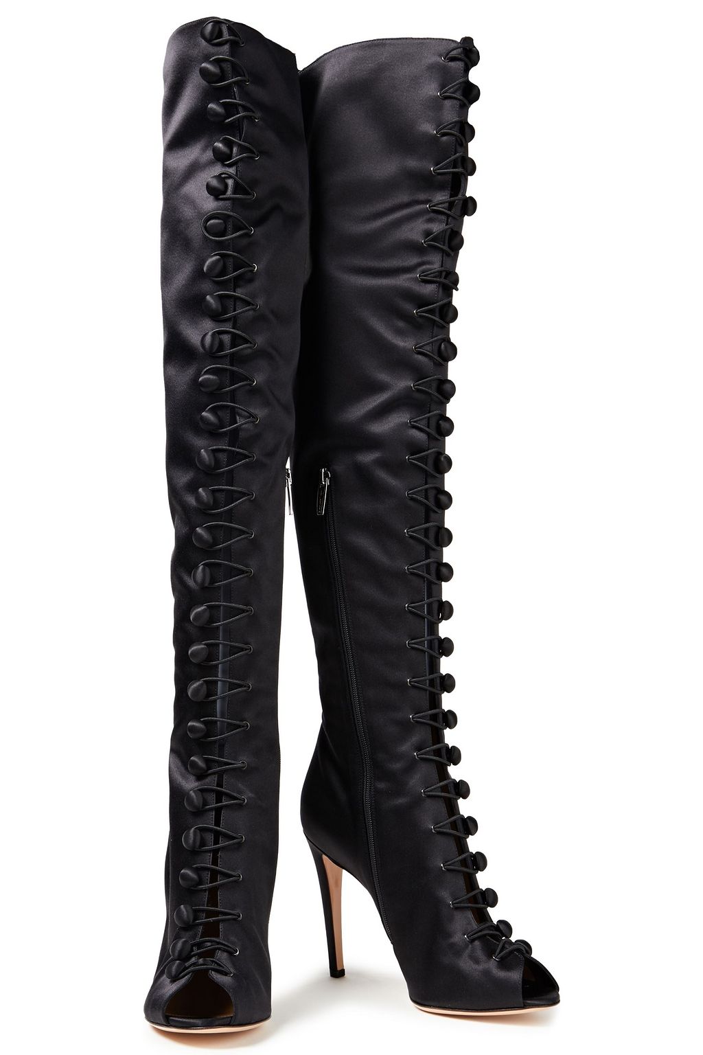 GIANVITO ROSSI Gathered satin over-the-knee boots