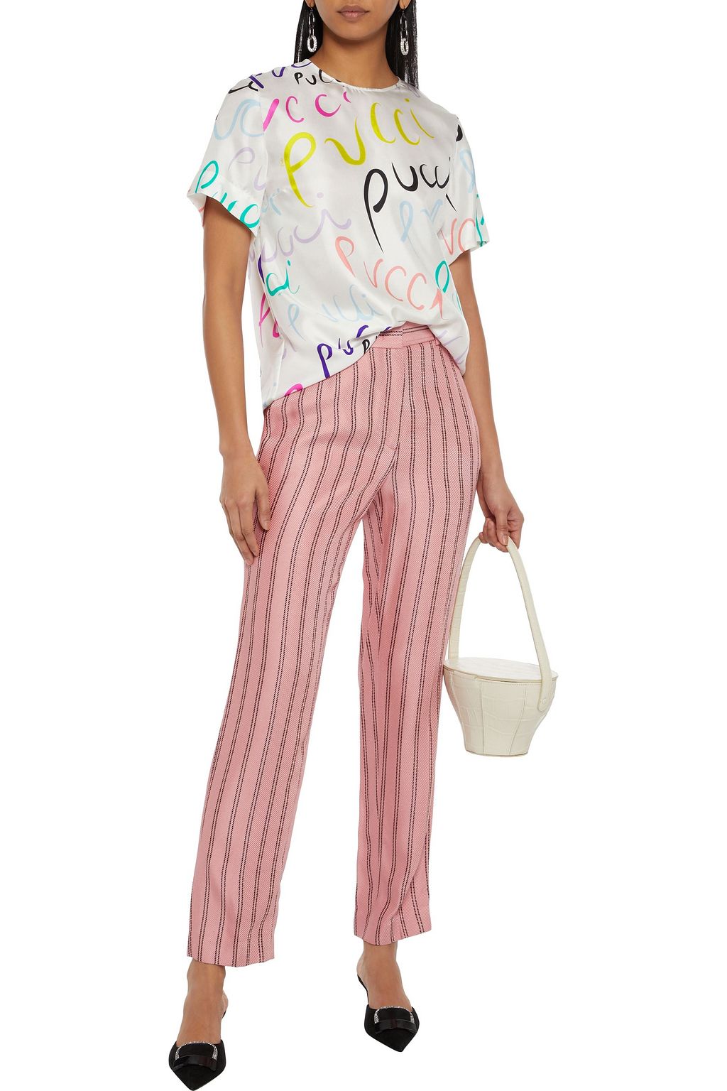 PUCCI Striped satin-twill straight-leg pants