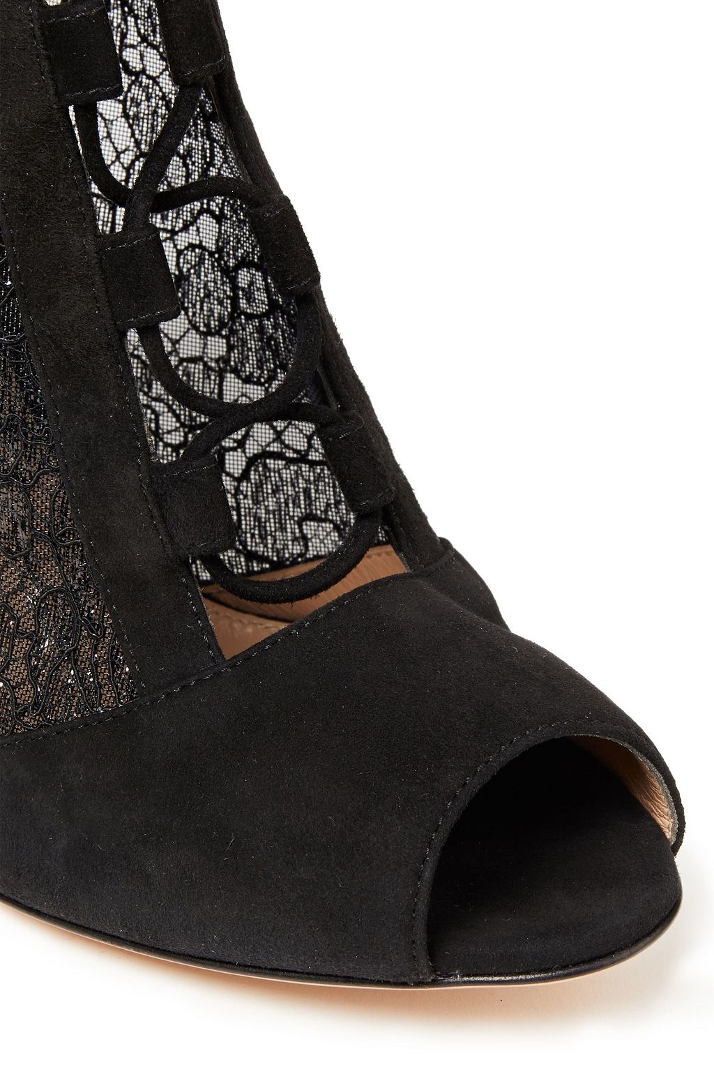 GIANVITO ROSSI Rebecca paneled corded lace and suede ankle boots