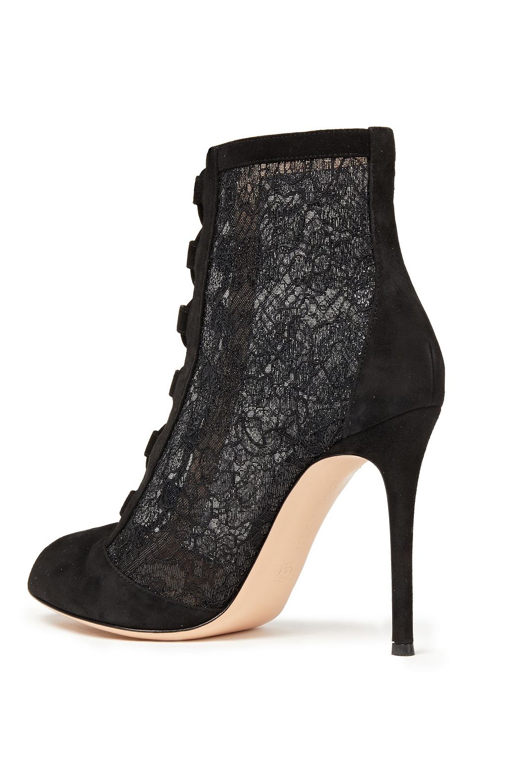 GIANVITO ROSSI Rebecca paneled corded lace and suede ankle boots