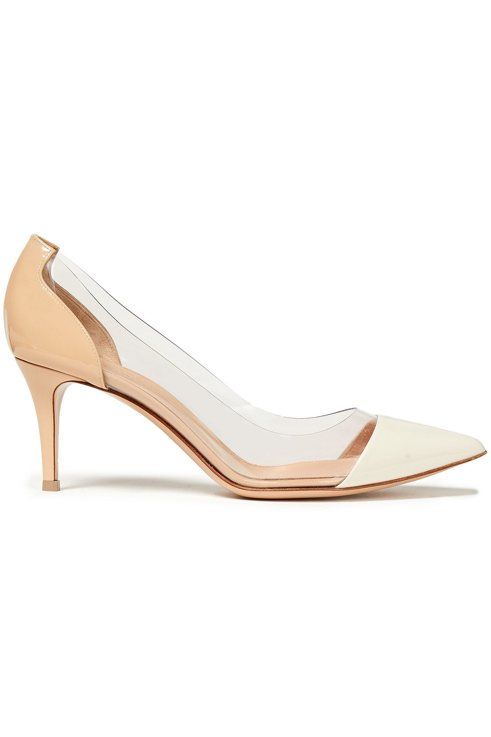 Gianvito Rossi Woman Plexi 70 Patent-leather And Pvc Pumps Cream Size 38.5
