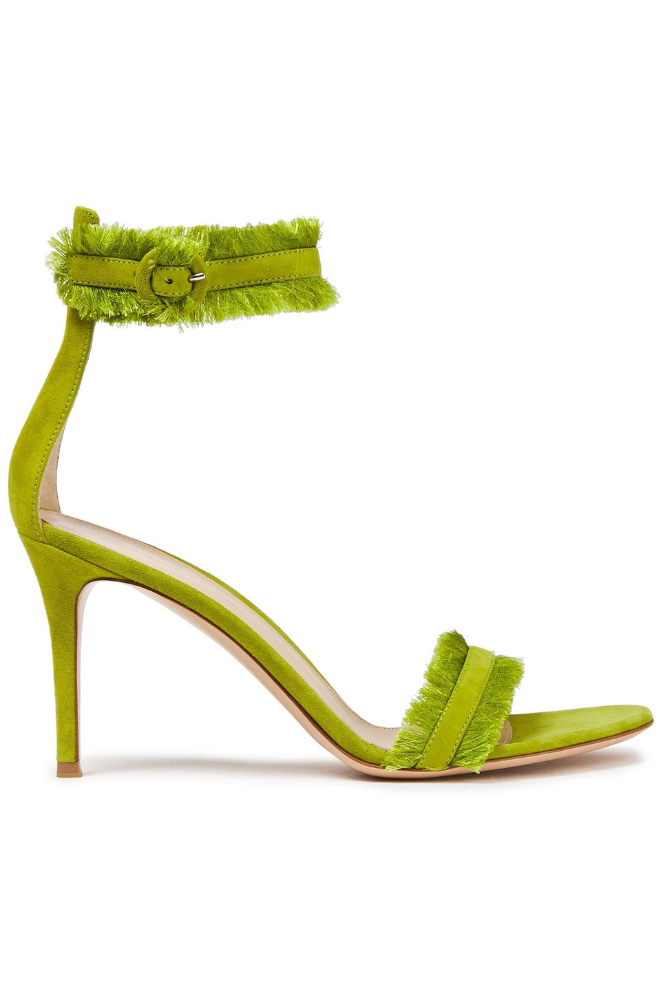 Gianvito Rossi Woman Caribe 85 Fringed Suede Sandals Lime Green Size 40