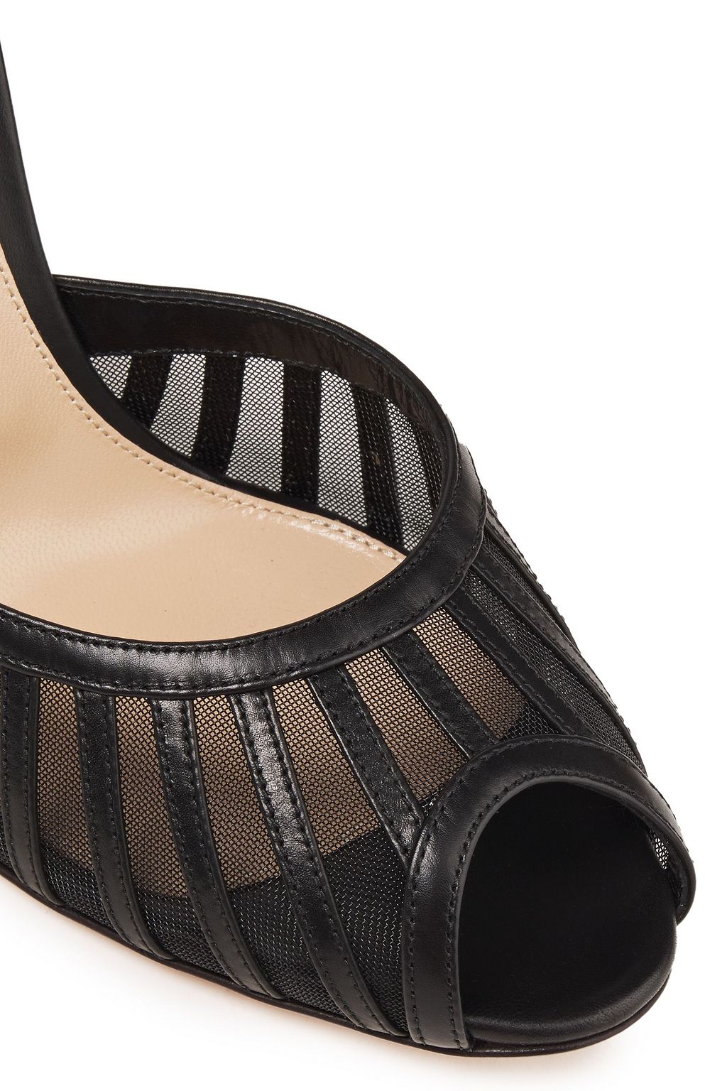 GIANVITO ROSSI Mesh-trimmed lace-up leather sandals