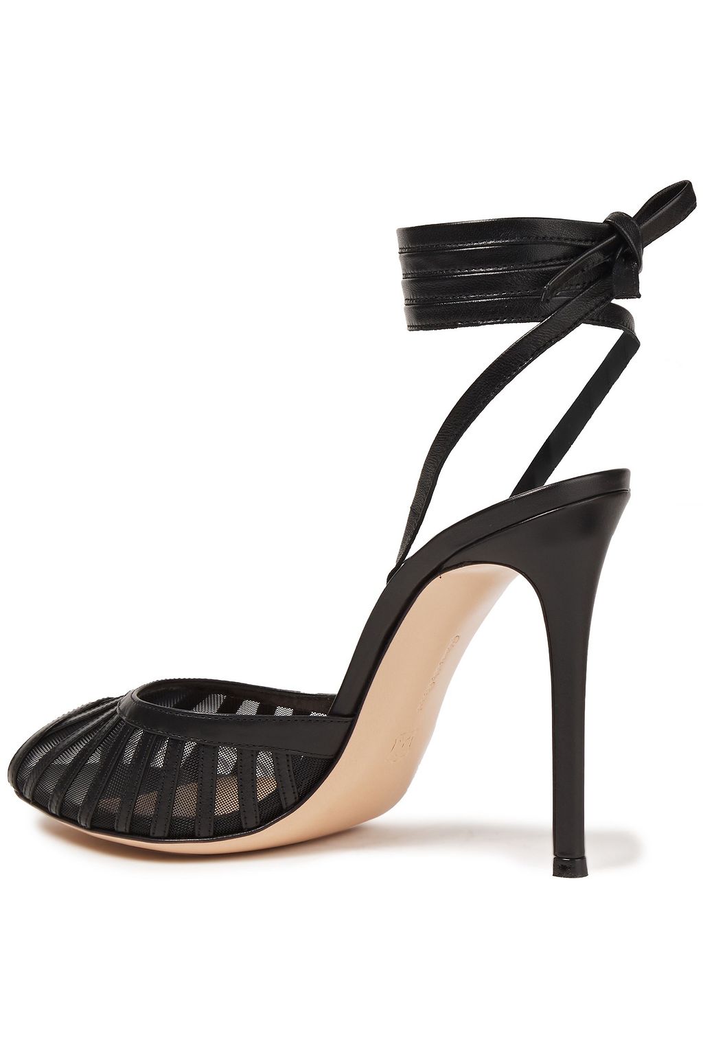 GIANVITO ROSSI Mesh-trimmed lace-up leather sandals