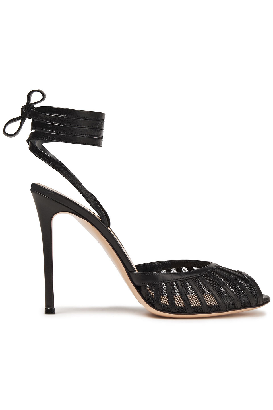 Gianvito Rossi Woman Mesh-trimmed Lace-up Leather Sandals Black Size 40