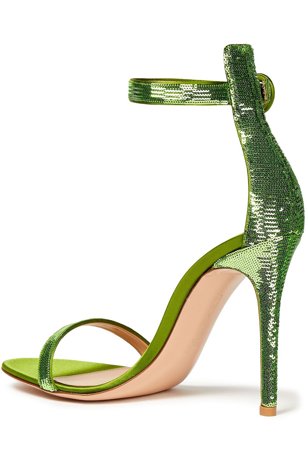 GIANVITO ROSSI Palladium sequined satin sandals
