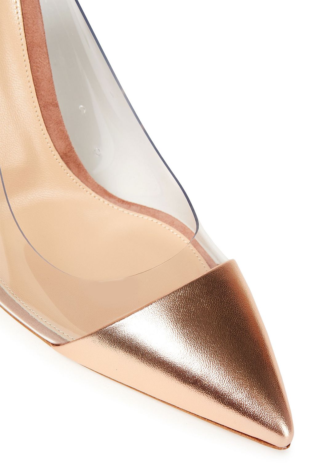 GIANVITO ROSSI Plexi suede, metallic leather and PVC pumps