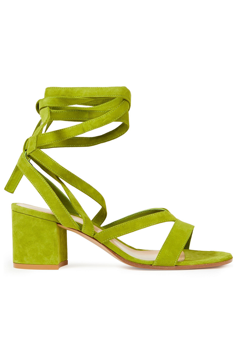 Gianvito Rossi Woman Janis Lace-up Suede Sandals Lime Green Size 40