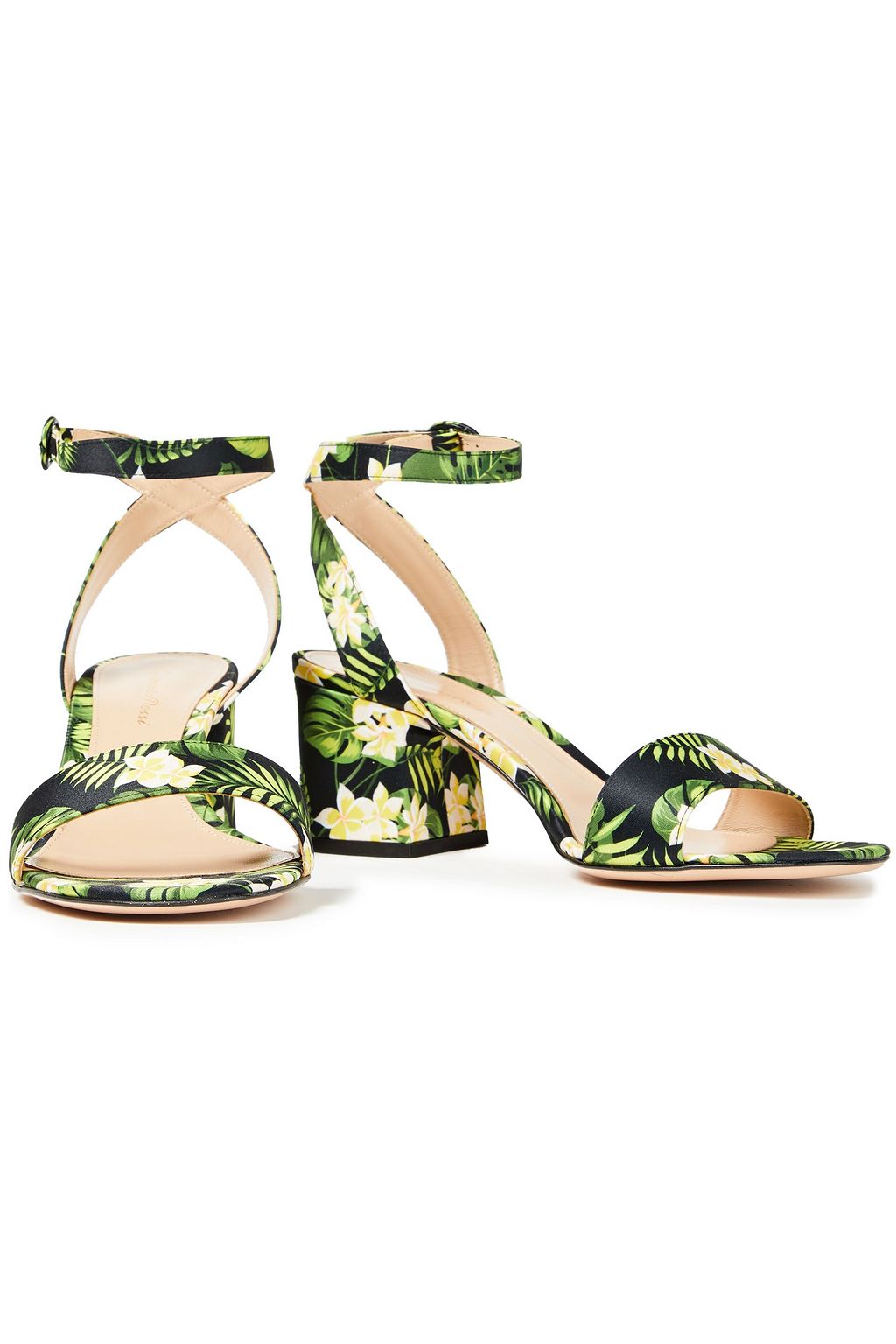 GIANVITO ROSSI Floral-print satin sandals