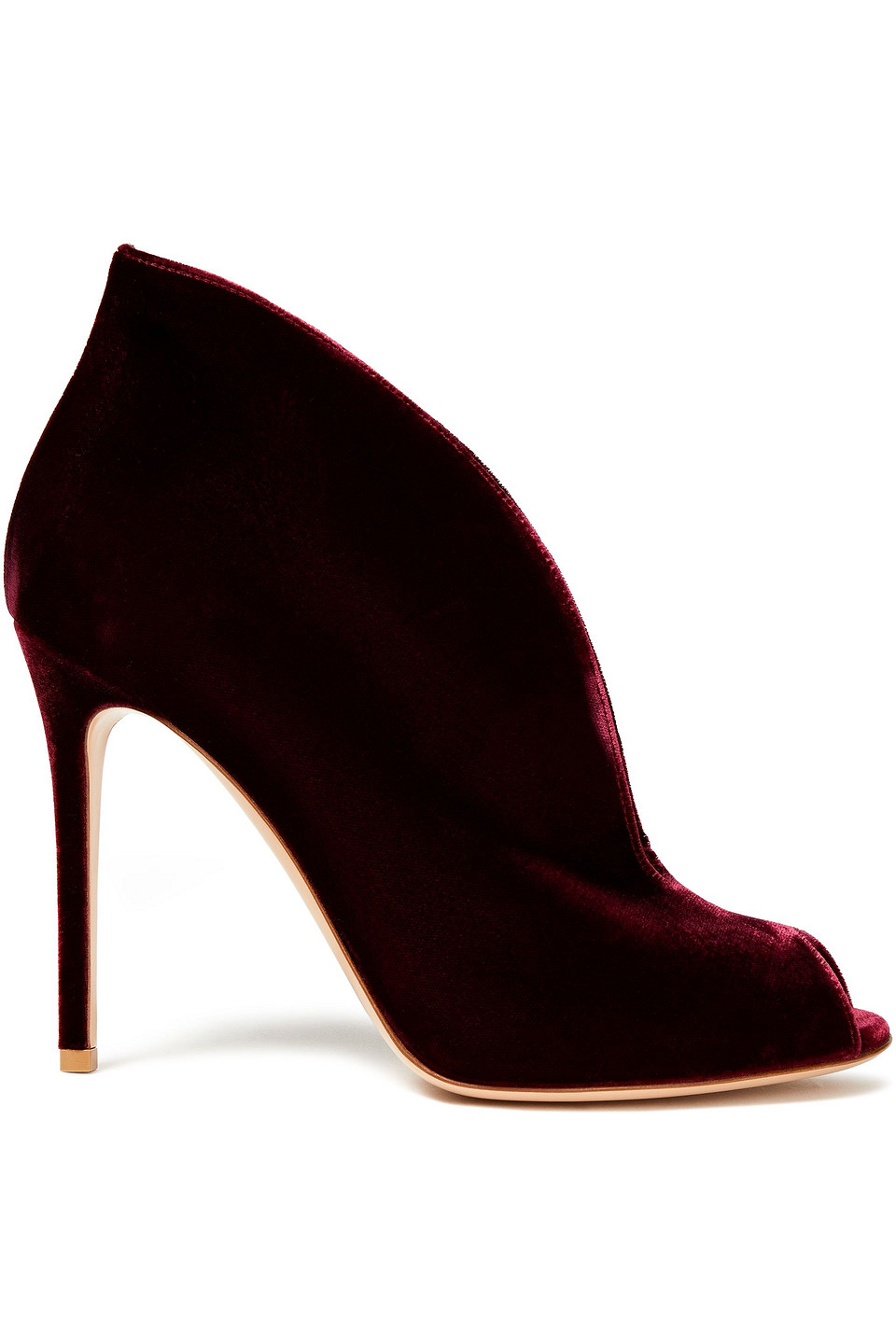Gianvito Rossi Woman Vamp 105 Velvet Ankle Boots Merlot Size 36.5