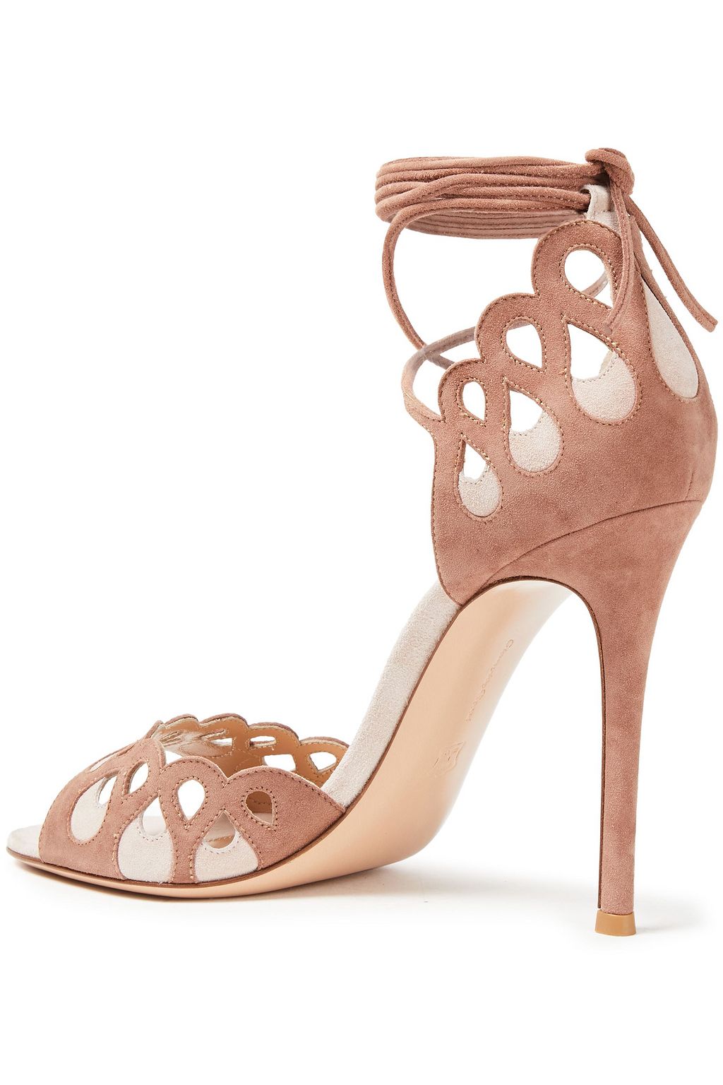 GIANVITO ROSSI Samba two-tone lace-up cutout suede sandals