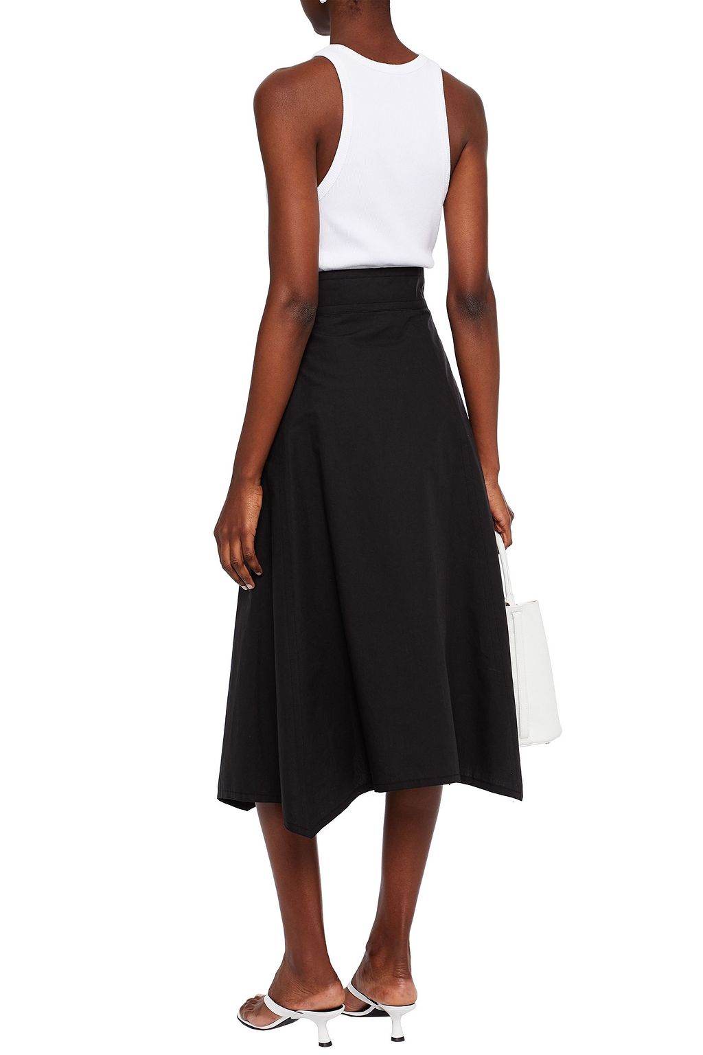 LVIR Belted linen and cotton-blend midi skirt