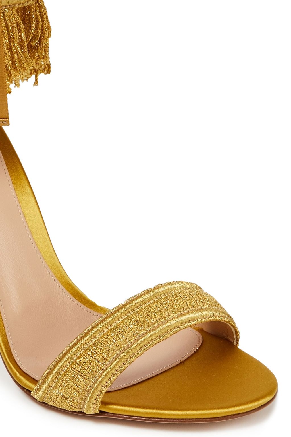 GIANVITO ROSSI Parade fringed metallic woven sandals