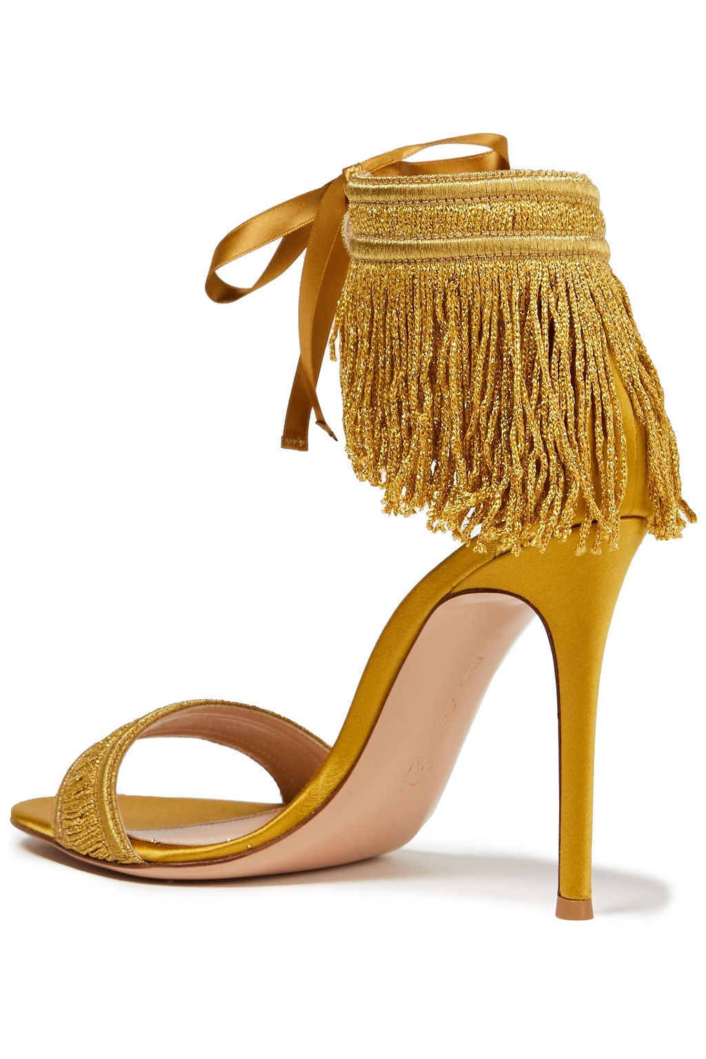 GIANVITO ROSSI Parade fringed metallic woven sandals