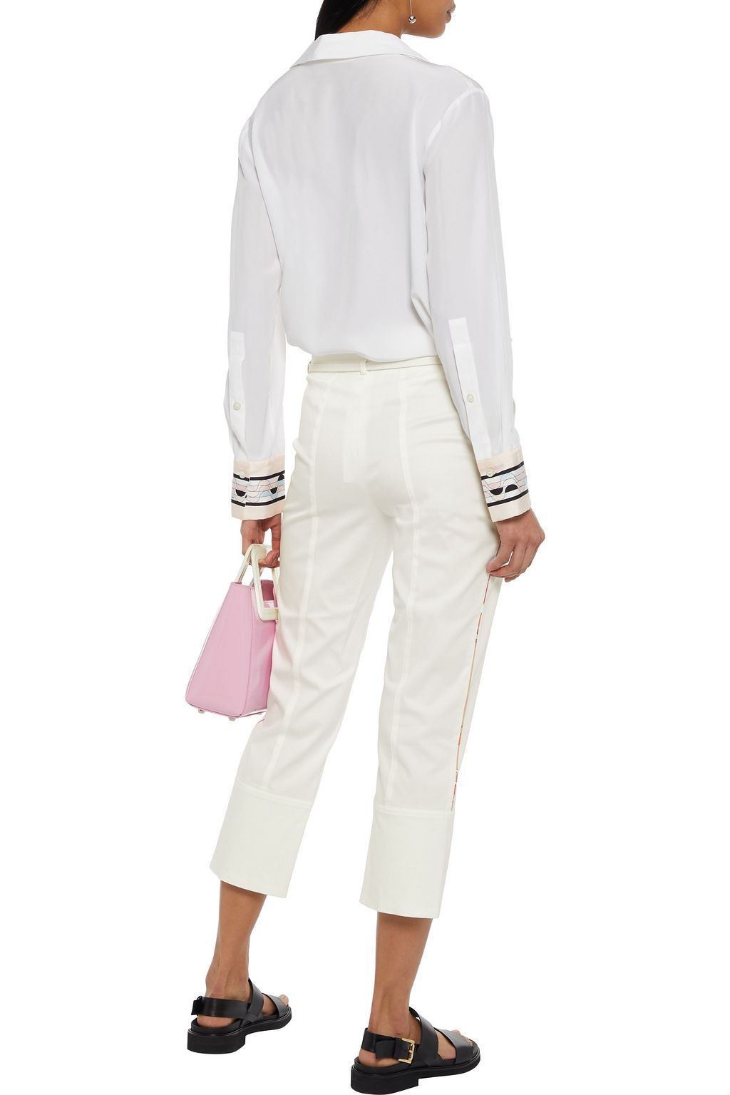 PUCCI Cropped belted cotton-blend twill slim-leg pants