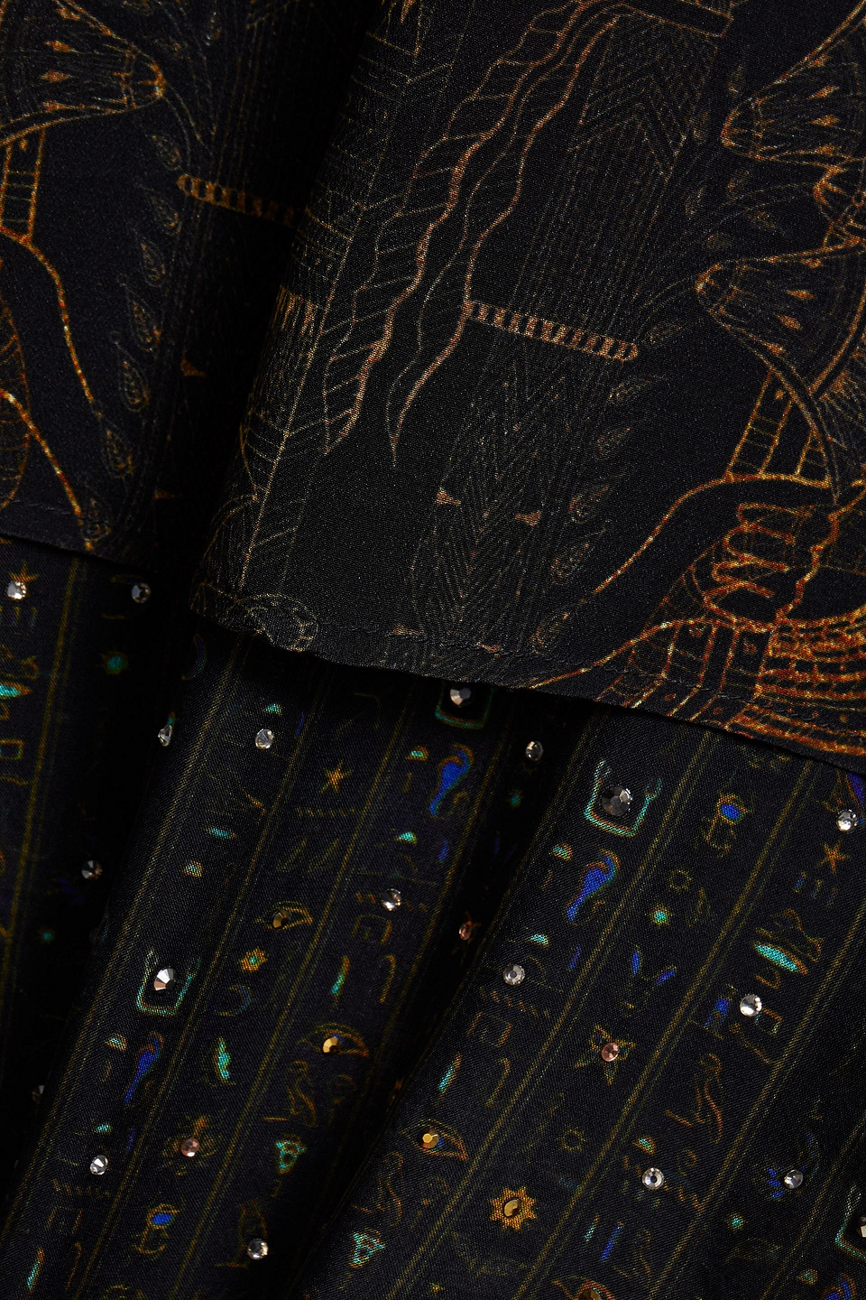 Camilla Crystal-embellished Printed Silk-voile Top In Black