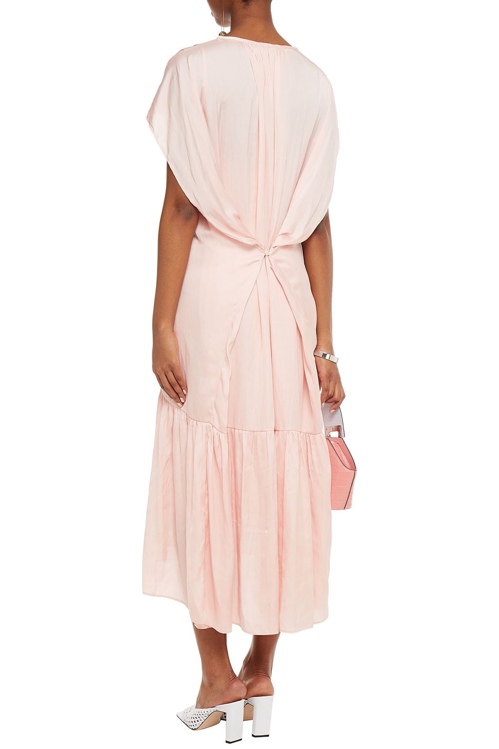 LVIR Gathered satin midi dress