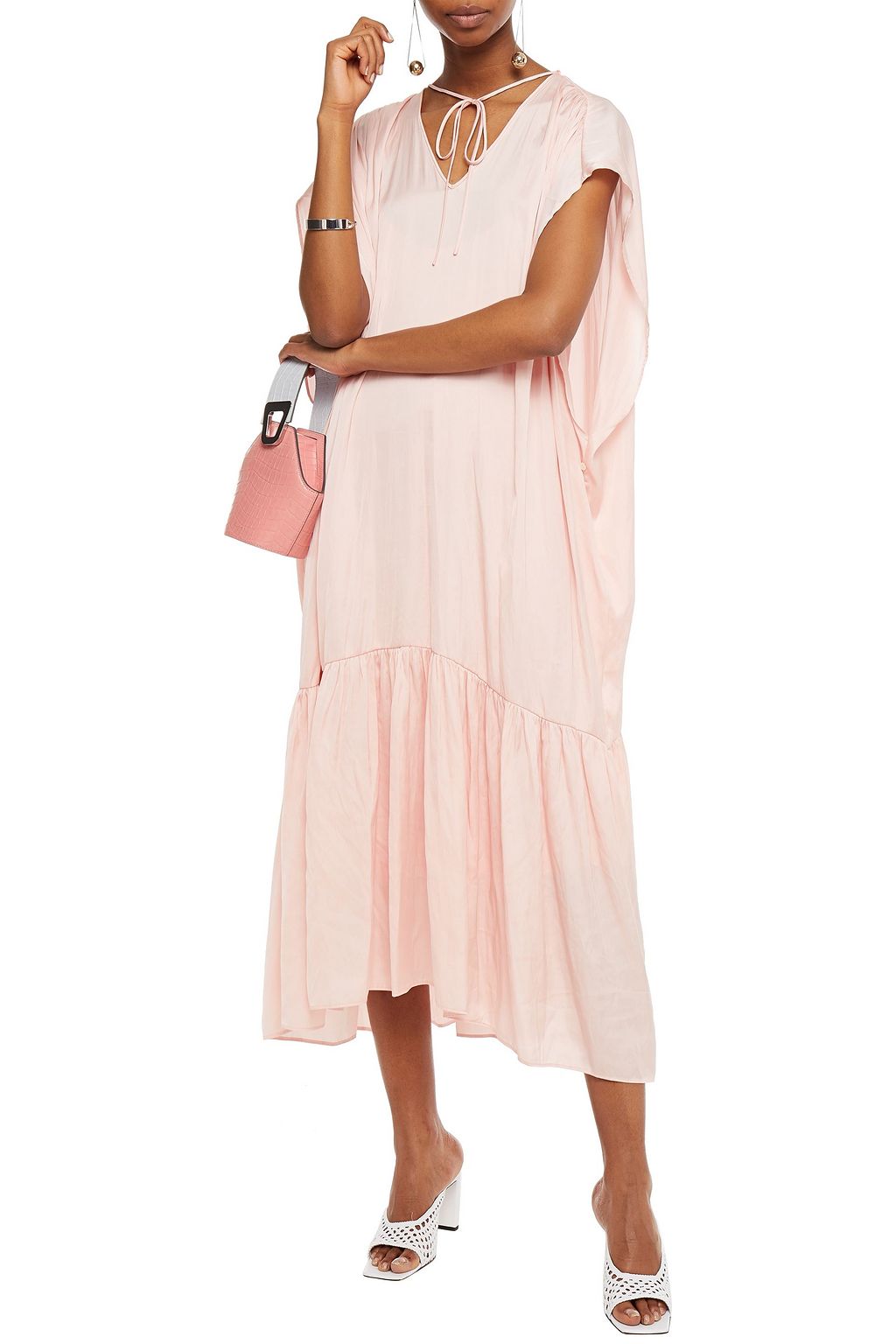 LVIR Gathered satin midi dress