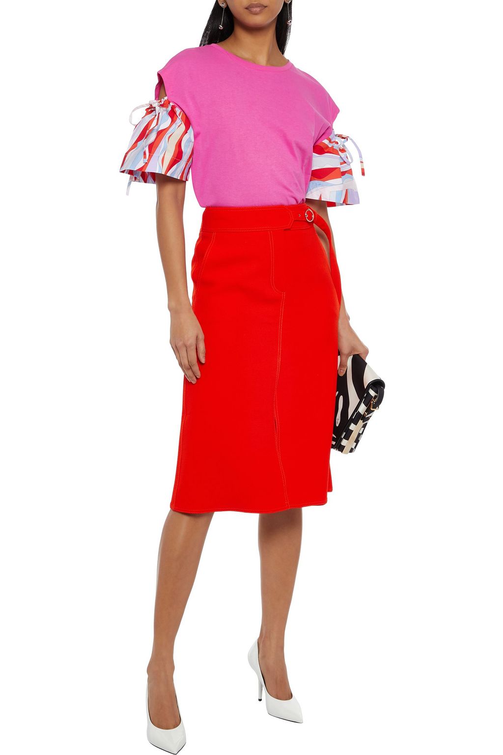 PUCCI Wrap-effect wool-crepe skirt