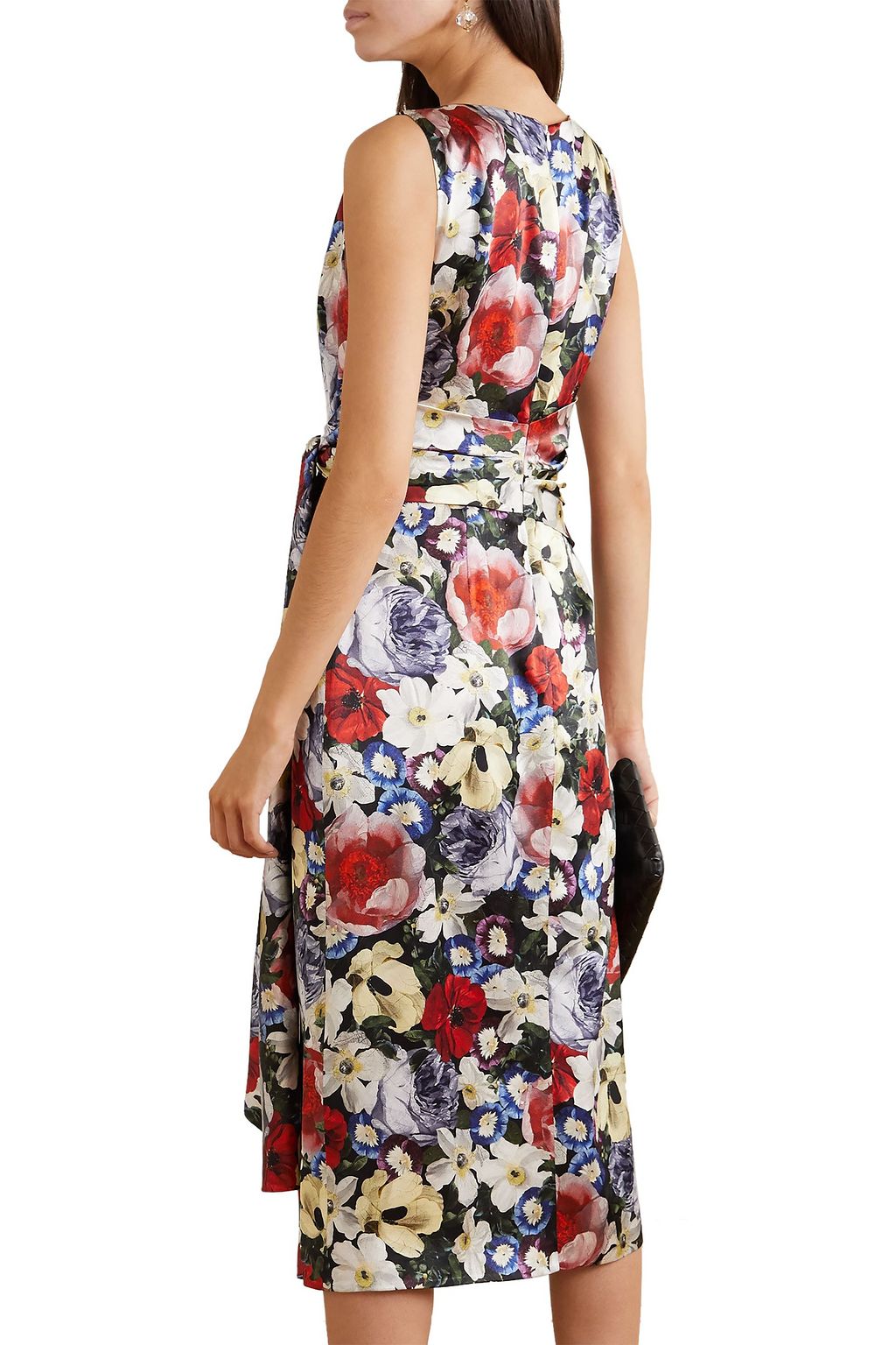ERDEM Rozaria tie-front floral-print silk-satin midi dress