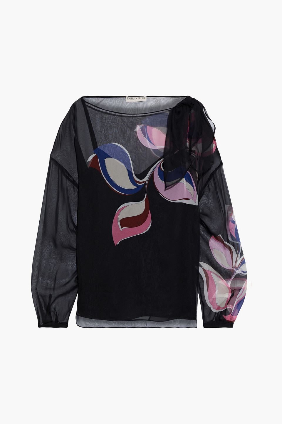 pucci - knotted printed silk-chiffon blouse - black - it 40