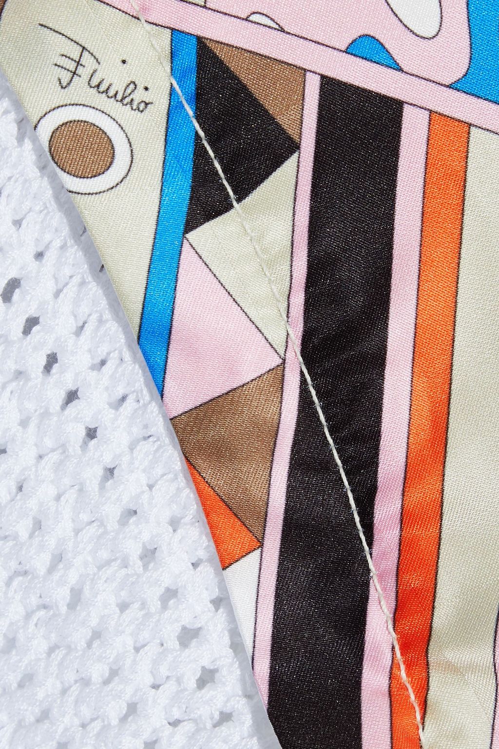 PUCCI Layered printed satin and crocheted cotton hooded jacket