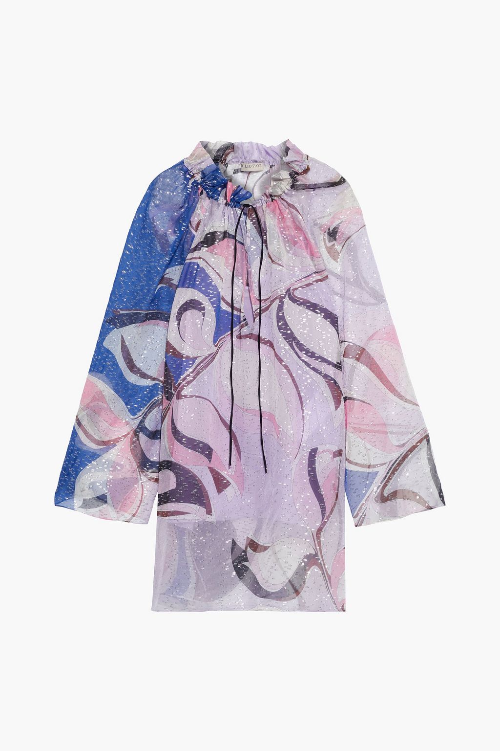 Printed metallic fil coupé silk-blend chiffon tunic