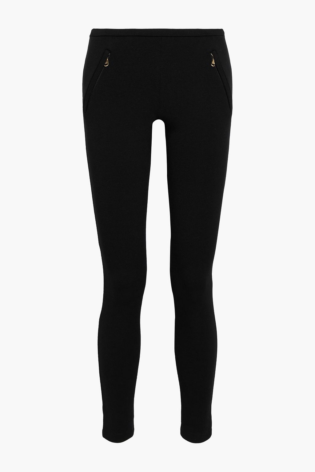 Zip-detailed stretch-ponte leggings 