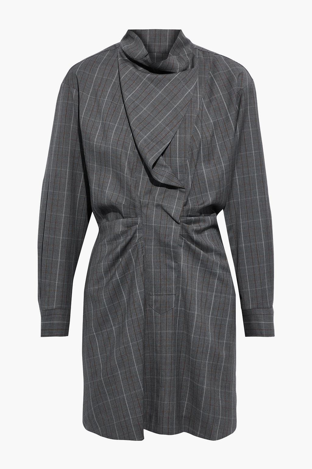 Anthracite Valentine pleated draped checked mini dress | Sale up to 70% off  | THE OUTNET | ISABEL MARANT ÉTOILE | THE OUTNET