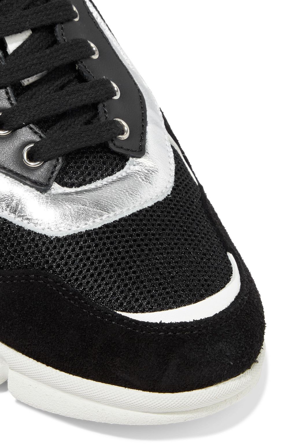 SERGIO ROSSI Color-block suede, leather and mesh sneakers