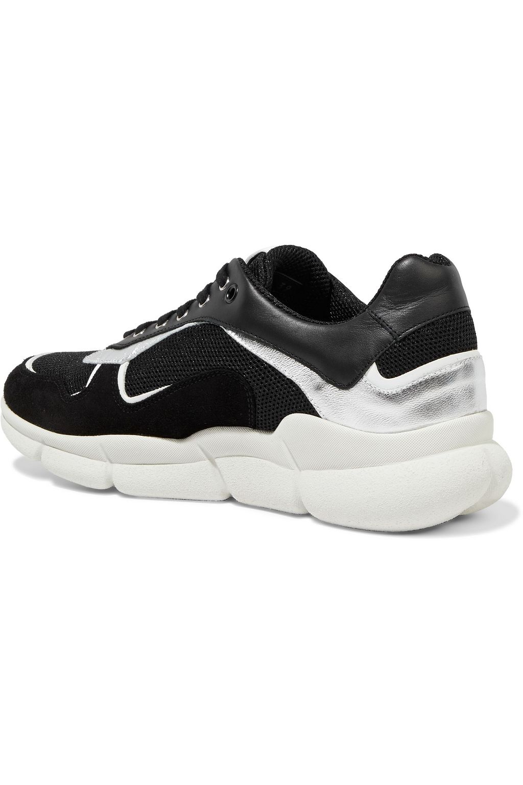 SERGIO ROSSI Color-block suede, leather and mesh sneakers