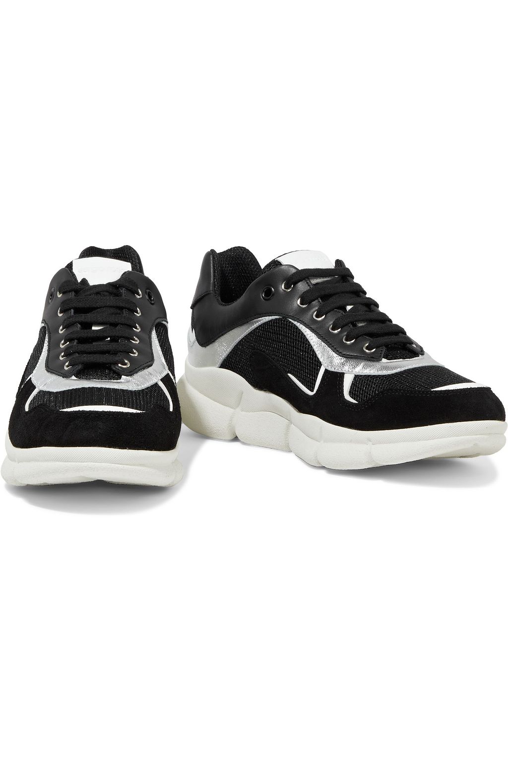 SERGIO ROSSI Color-block suede, leather and mesh sneakers