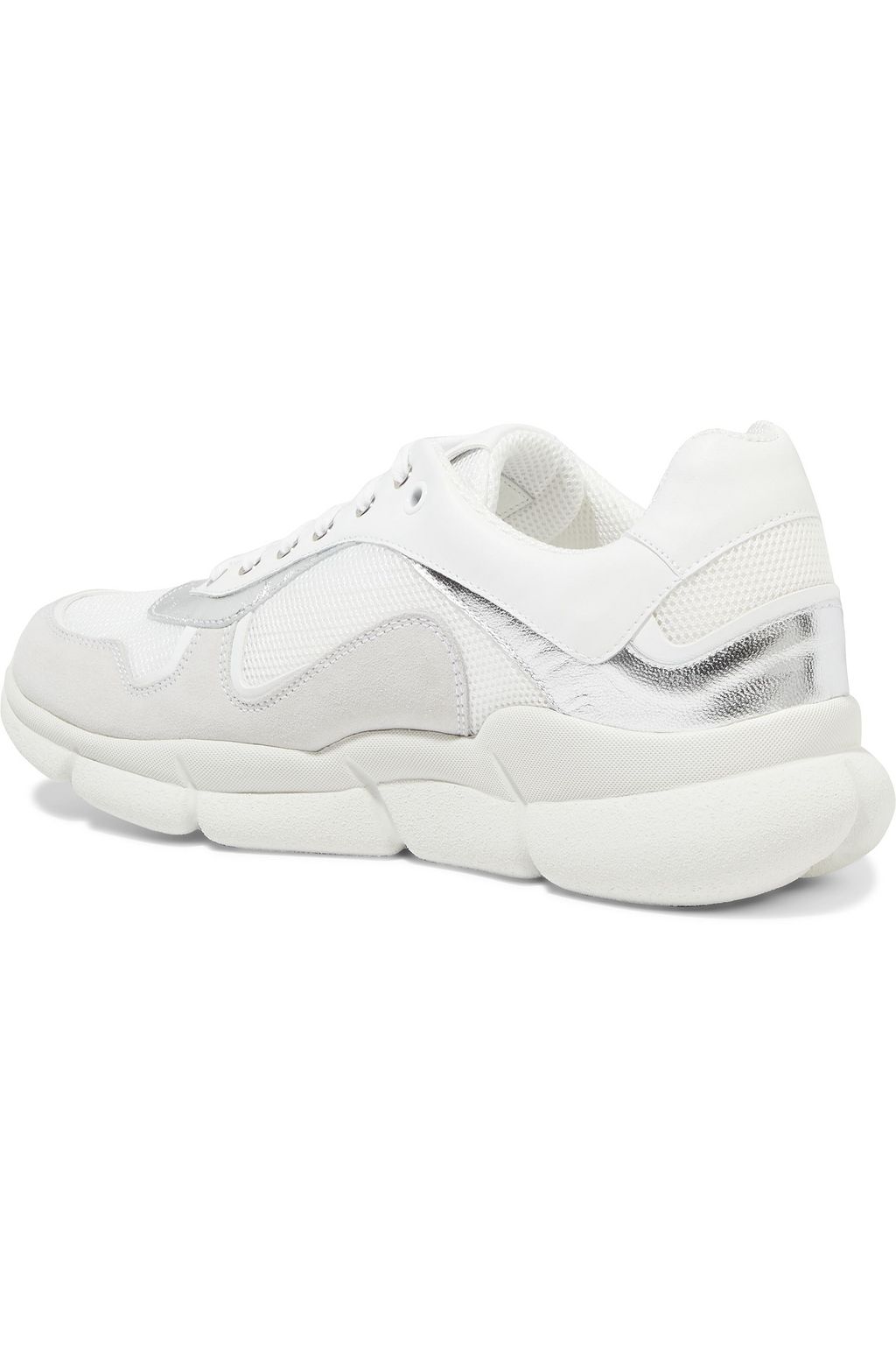 SERGIO ROSSI Color-block suede, leather and mesh sneakers