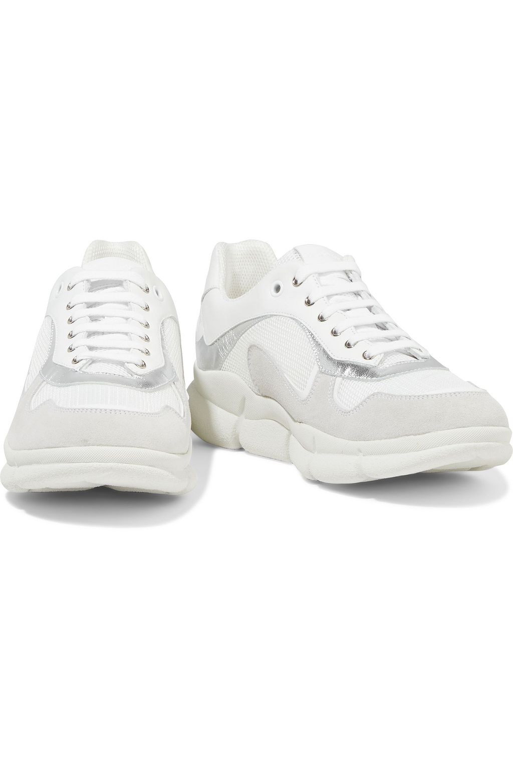SERGIO ROSSI Color-block suede, leather and mesh sneakers