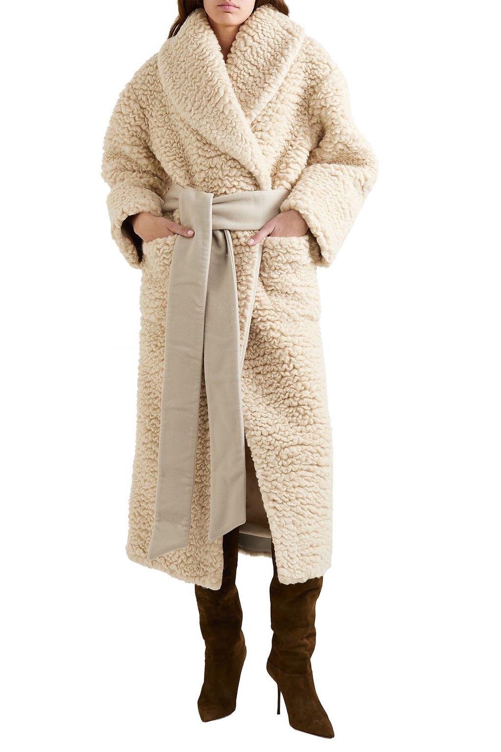 FERRAGAMO Belted cashmere and silk-blend coat