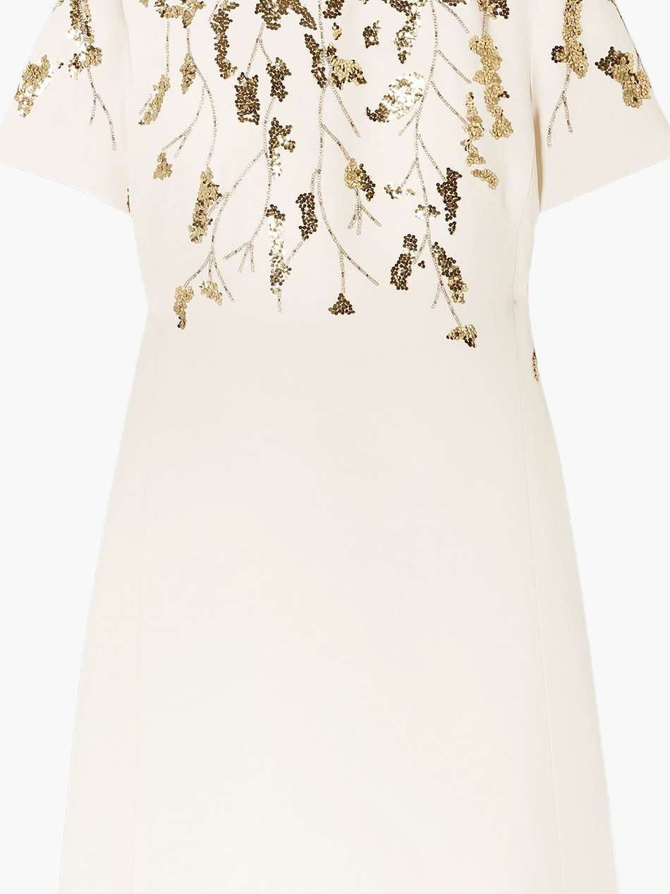 embellished wool and silk-blend crepe mini dress