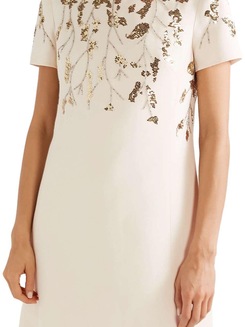 embellished wool and silk-blend crepe mini dress