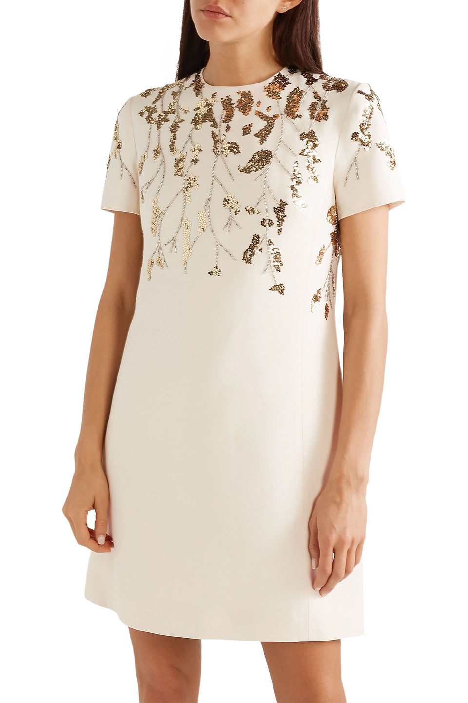 ワンピース VALENTINO GARAVANI Ivory Wool Blend Dress Valentino Garavani Embellished wool and silk-blend mini