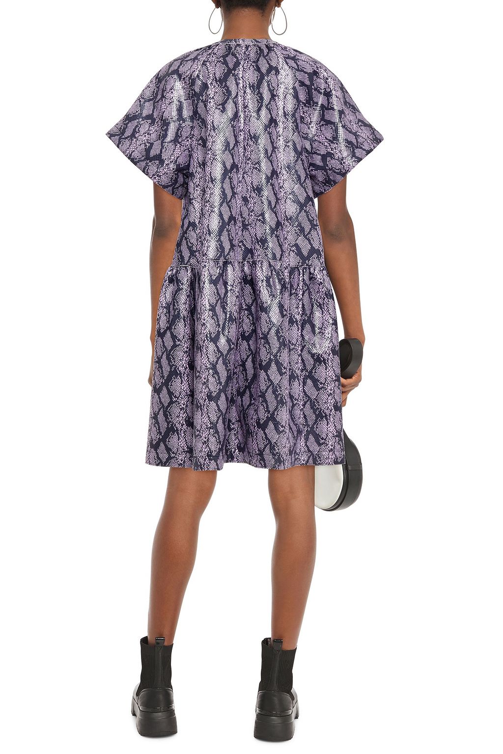STAND STUDIO Kaitlyn gathered faux snake-effect leather mini dress