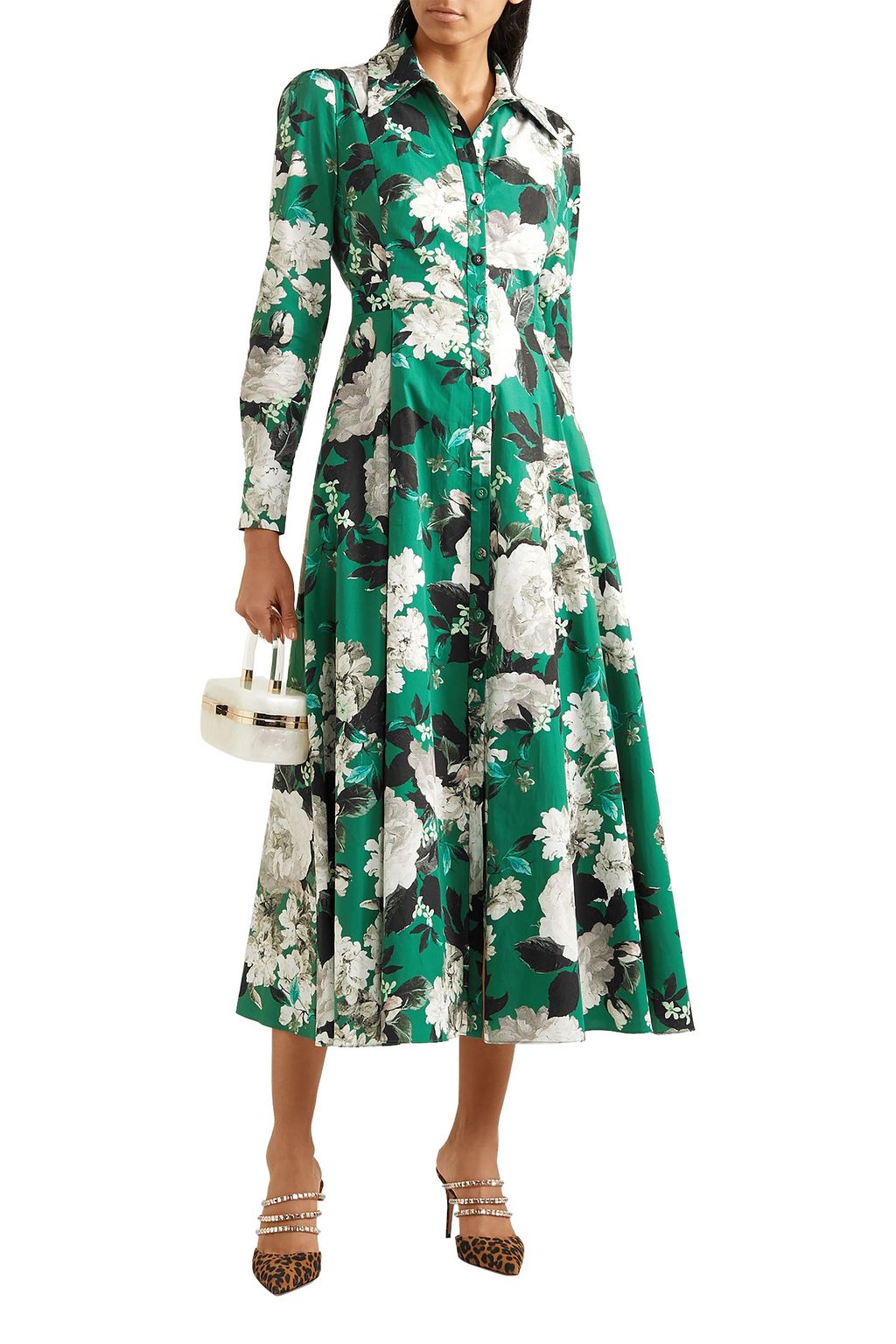 ERDEM Josianne floral-print cotton-poplin midi dress