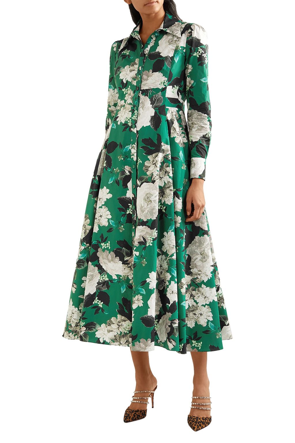 ERDEM Josianne floral-print cotton-poplin midi dress