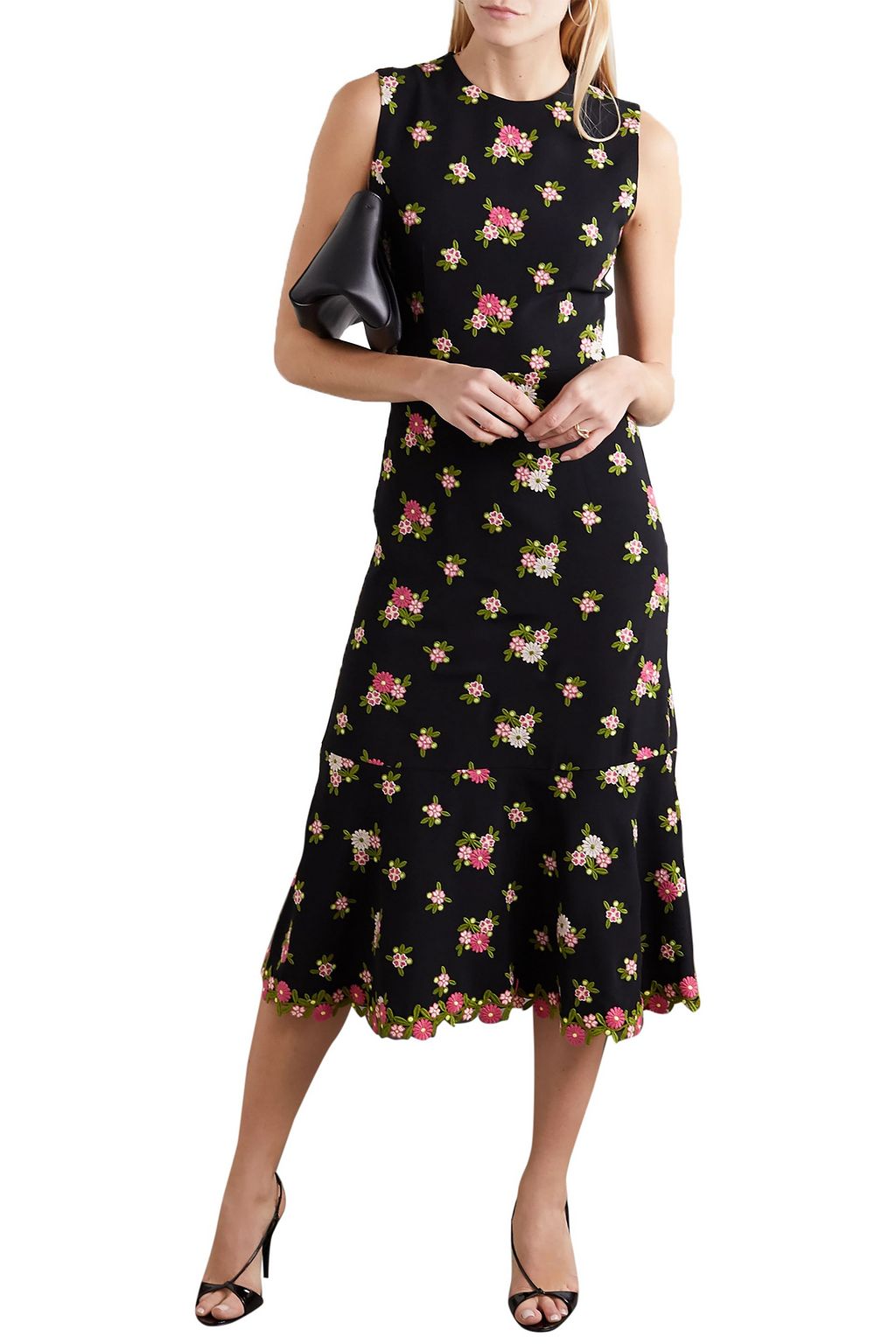 ANDREW GN Embroidered crepe midi dress THE