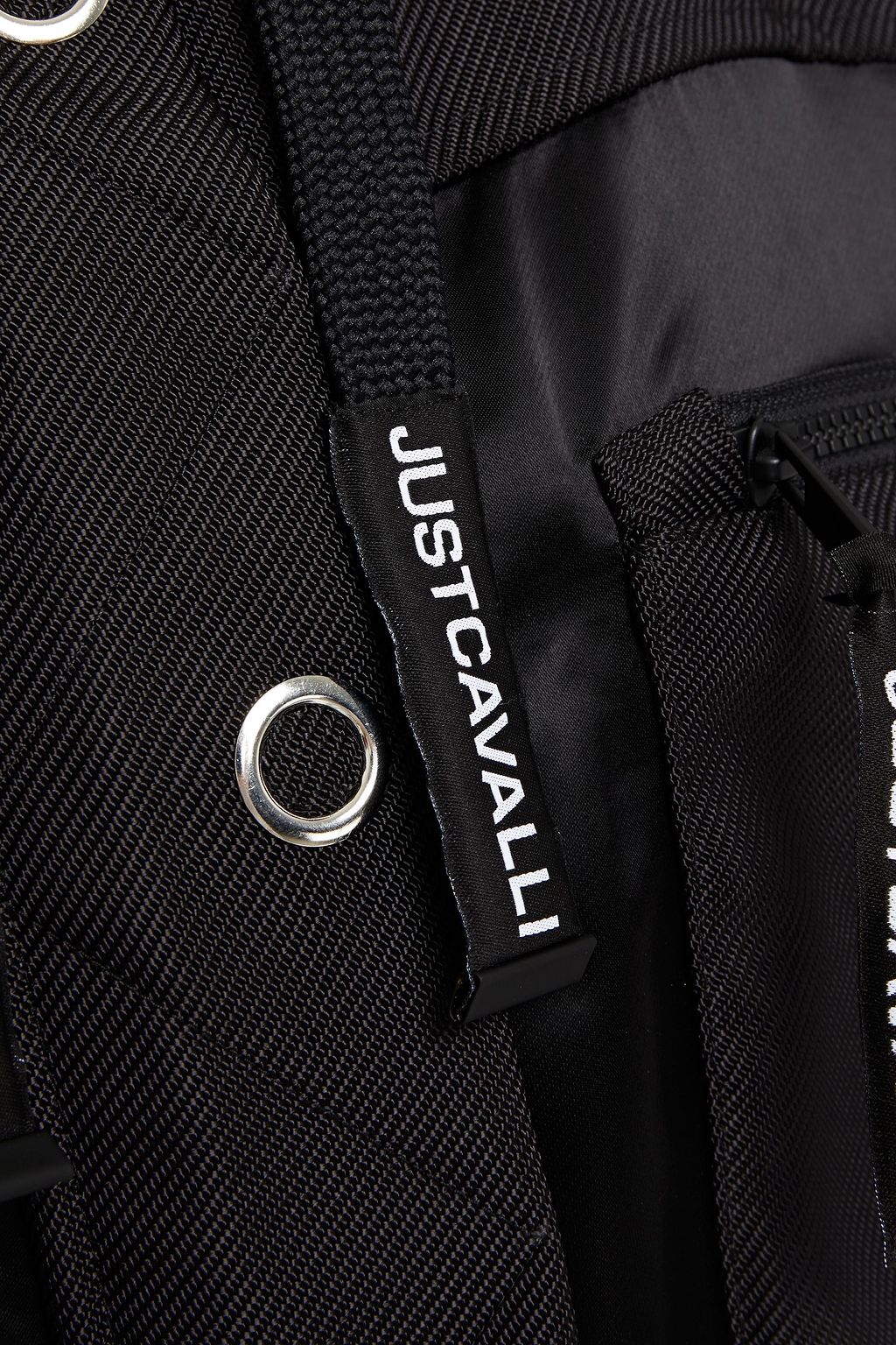 JUST CAVALLI Drill-paneled glossed-shell hooded jacket