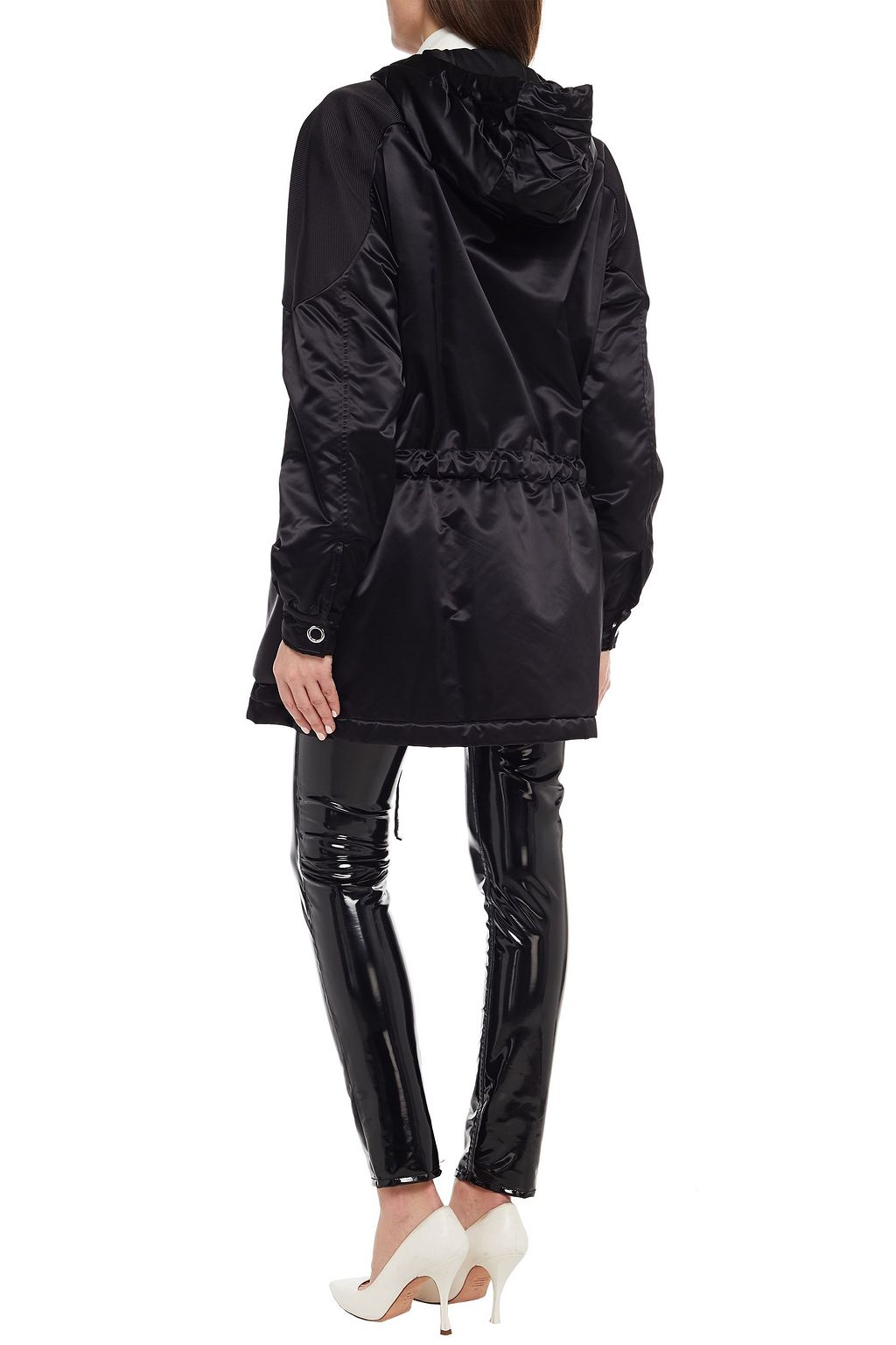 JUST CAVALLI Drill-paneled glossed-shell hooded jacket